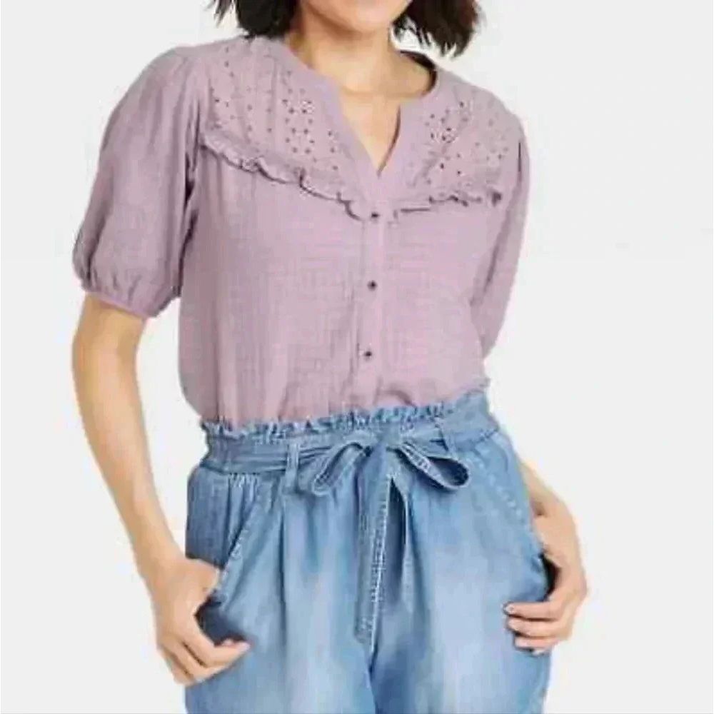Knox Rose ladies lilac textured blouse size xs